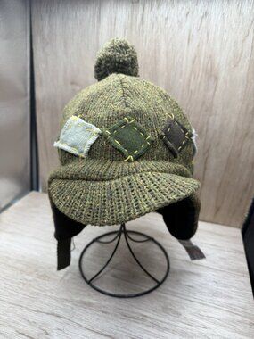 Nobis Knit Cap Beanie Pom & Bill Wool Winter Hat Beanie